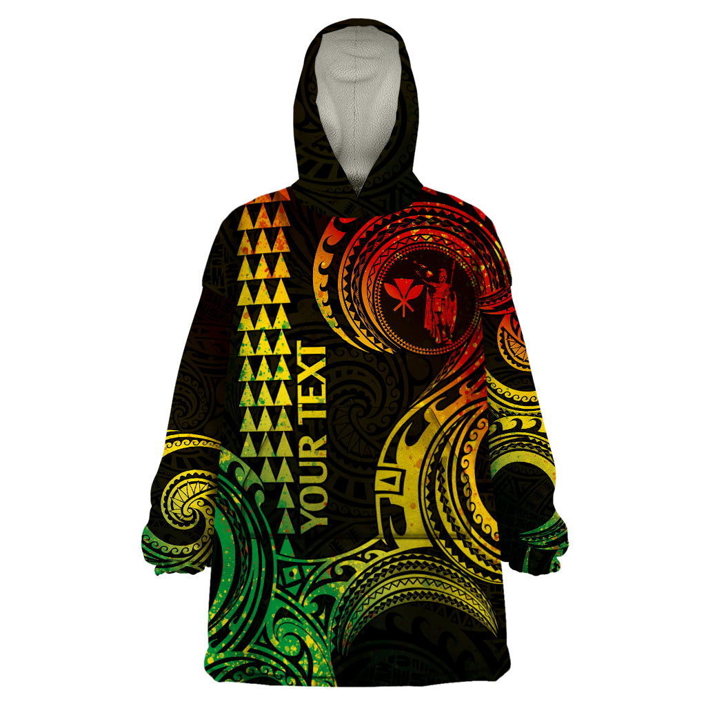 Custom Hawaii Wearable Blanket Hoodie Paradise of the Pacific Tribal Kakau for King Kamehameha Day - Reggae - Wonder Print Shop
