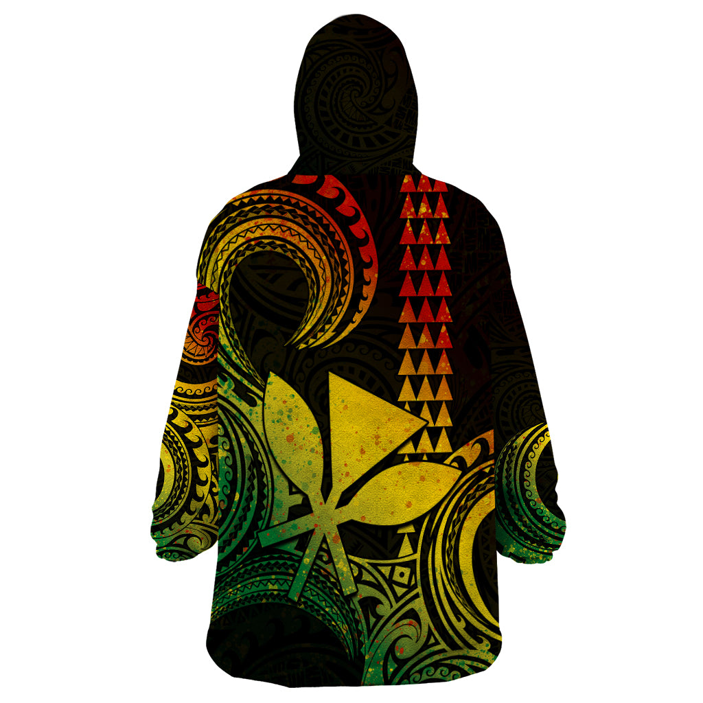Custom Hawaii Wearable Blanket Hoodie Paradise of the Pacific Tribal Kakau for King Kamehameha Day - Reggae - Wonder Print Shop