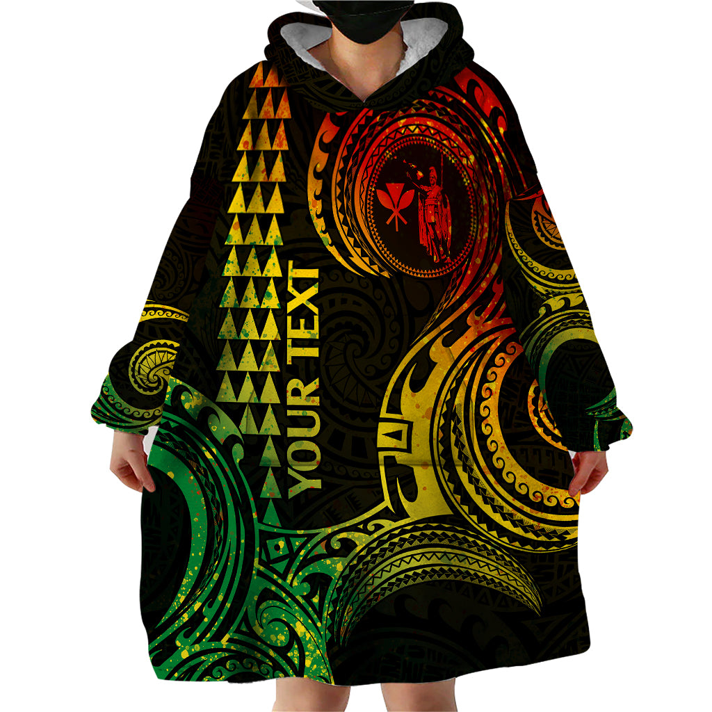 Custom Hawaii Wearable Blanket Hoodie Paradise of the Pacific Tribal Kakau for King Kamehameha Day - Reggae - Wonder Print Shop