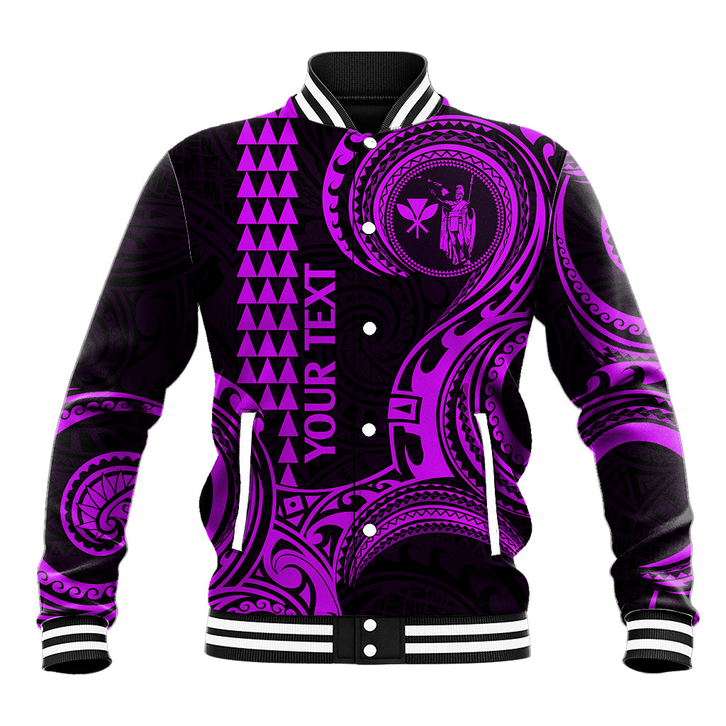 Custom Hawaii Baseball Jacket Paradise of the Pacific Tribal Kakau for King Kamehameha Day - Purple LT9 - Wonder Print Shop
