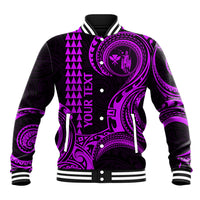 Custom Hawaii Baseball Jacket Paradise of the Pacific Tribal Kakau for King Kamehameha Day - Purple LT9 - Wonder Print Shop