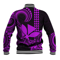 Custom Hawaii Baseball Jacket Paradise of the Pacific Tribal Kakau for King Kamehameha Day - Purple LT9 - Wonder Print Shop