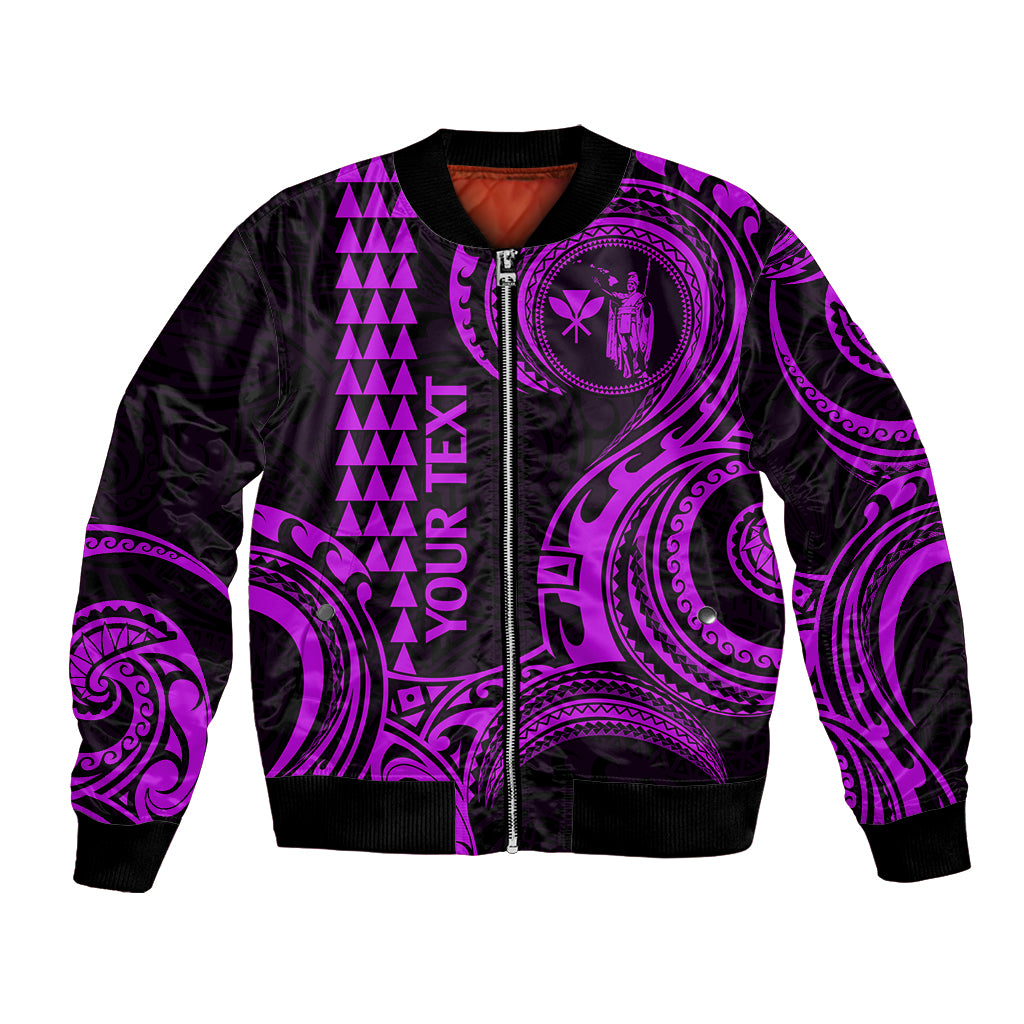 Custom Hawaii Bomber Jacket Paradise of the Pacific Tribal Kakau for King Kamehameha Day - Purple LT9 - Wonder Print Shop