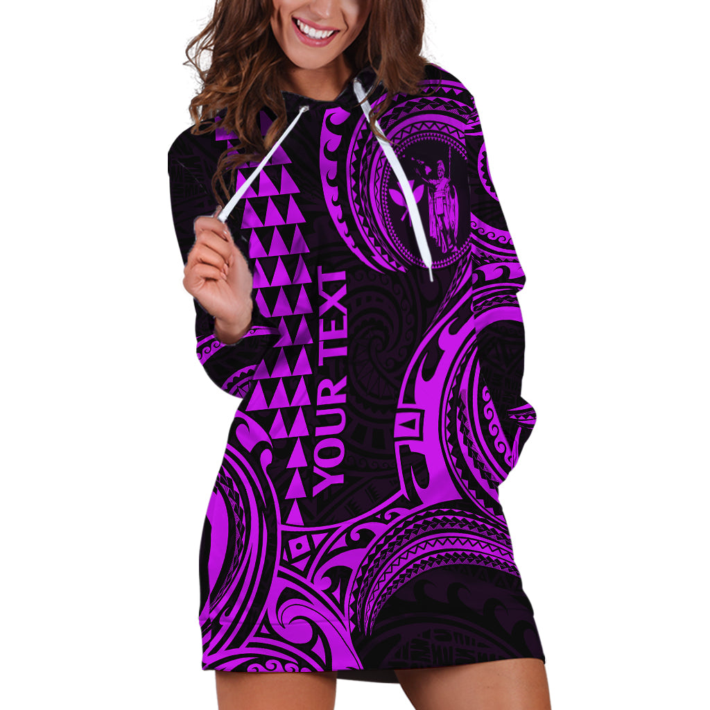 Custom Hawaii Hoodie Dress Paradise of the Pacific Tribal Kakau for King Kamehameha Day - Purple - Wonder Print Shop