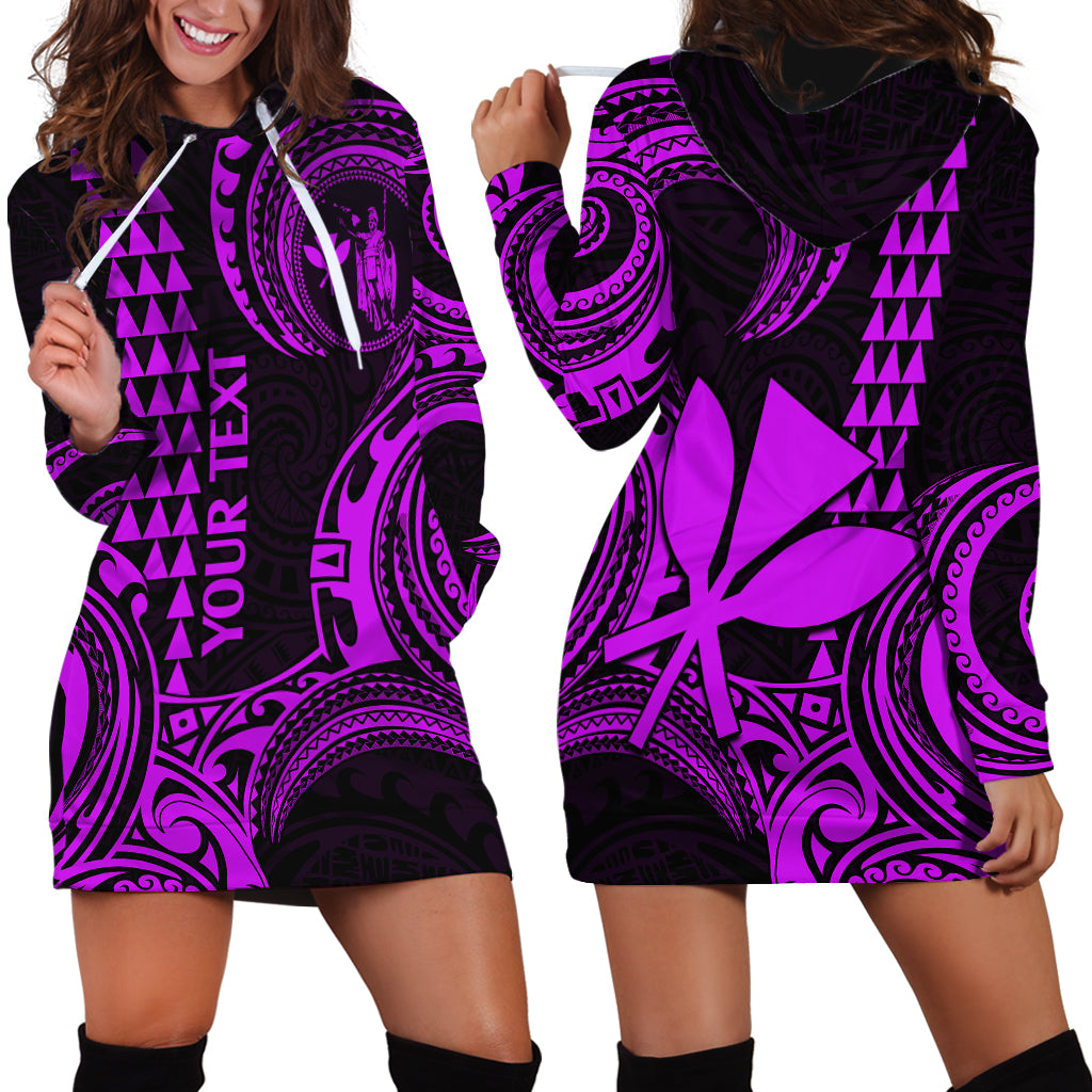 Custom Hawaii Hoodie Dress Paradise of the Pacific Tribal Kakau for King Kamehameha Day - Purple - Wonder Print Shop