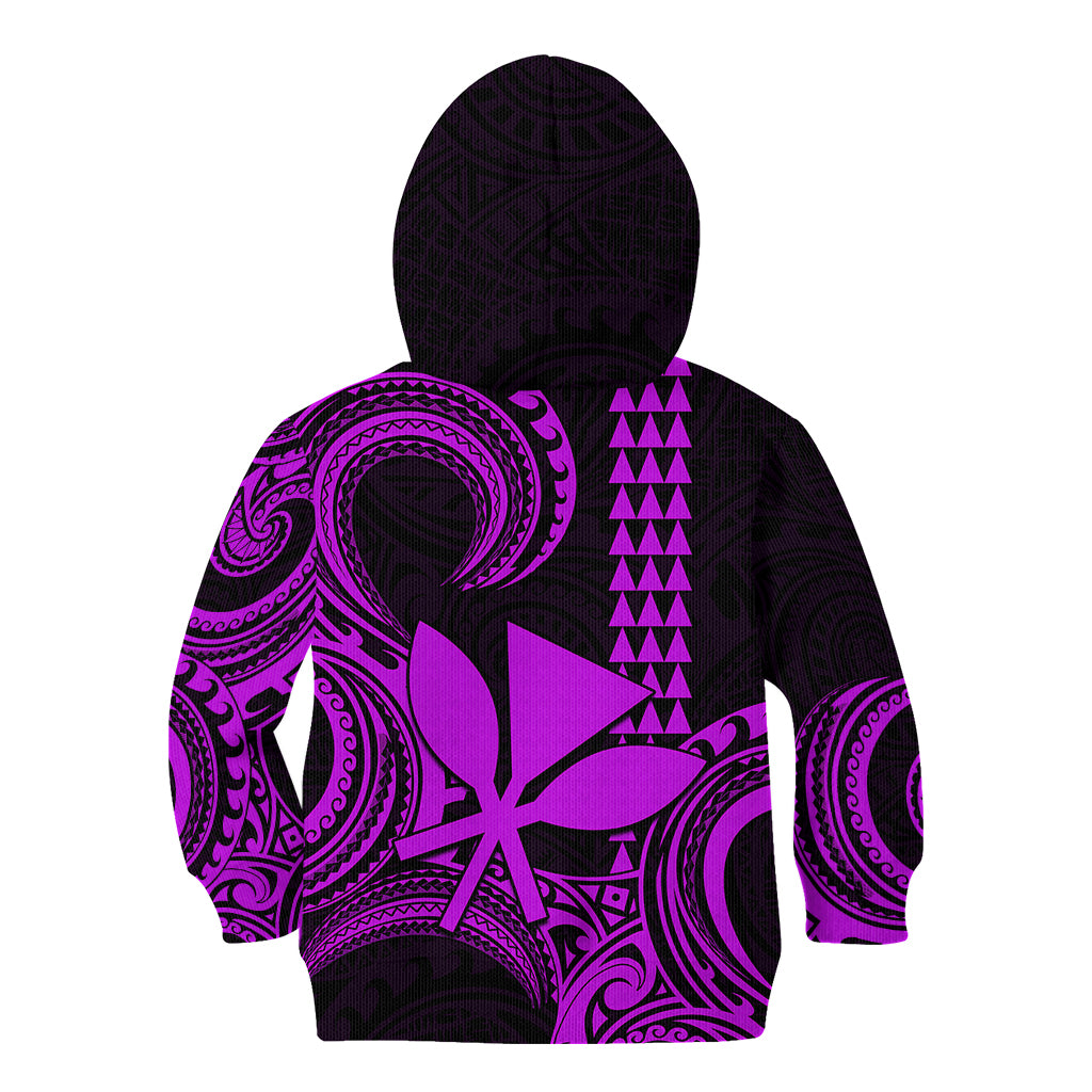Custom Hawaii Kid Hoodie Paradise of the Pacific Tribal Kakau for King Kamehameha Day - Purple - Wonder Print Shop
