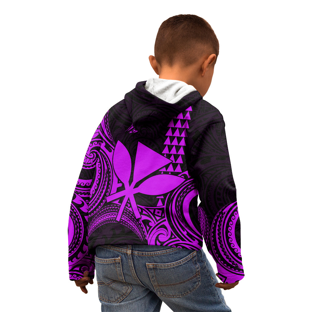 Custom Hawaii Kid Hoodie Paradise of the Pacific Tribal Kakau for King Kamehameha Day - Purple - Wonder Print Shop