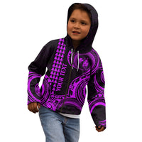 Custom Hawaii Kid Hoodie Paradise of the Pacific Tribal Kakau for King Kamehameha Day - Purple - Wonder Print Shop