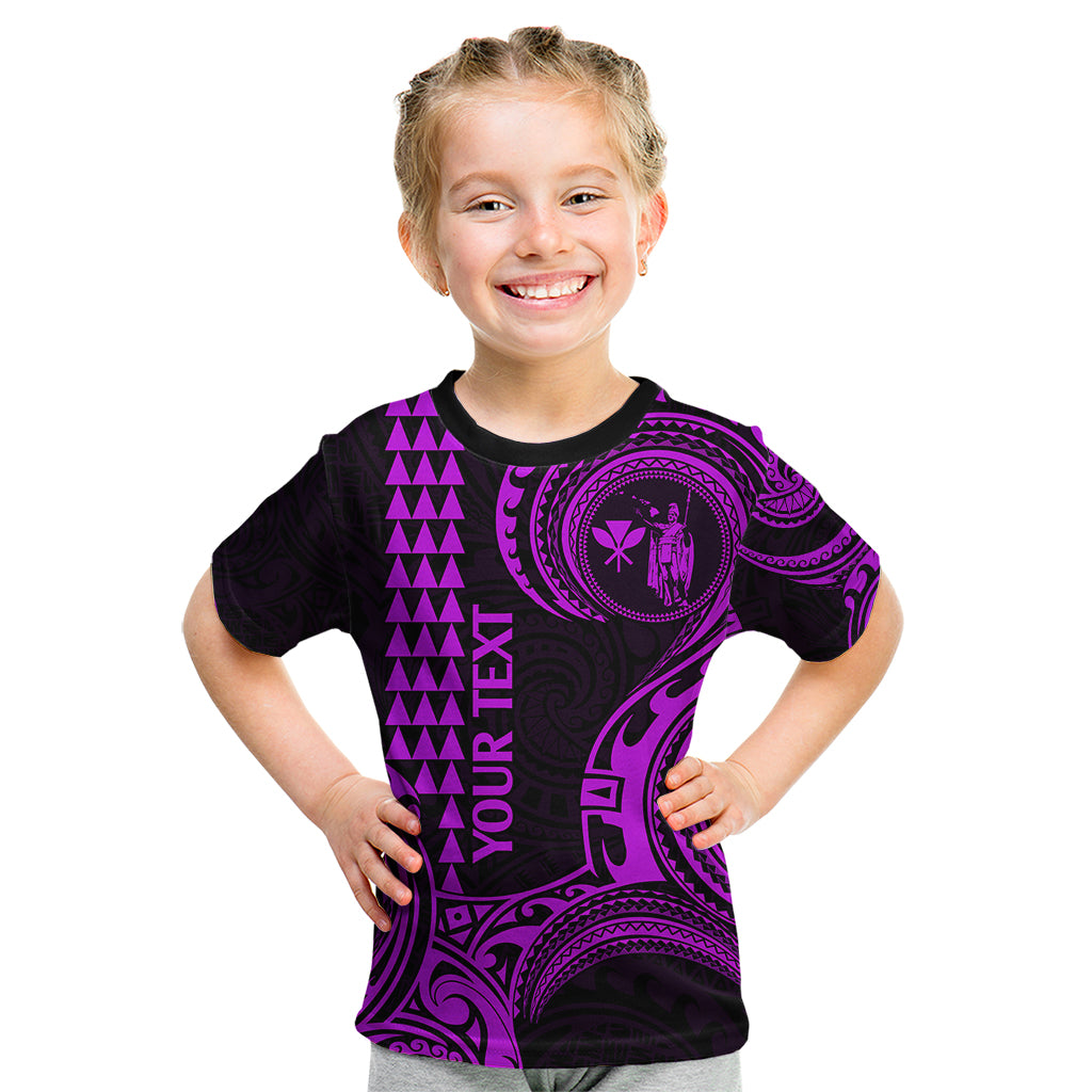 Custom Hawaii Kid T Shirt Paradise of the Pacific Tribal Kakau for King Kamehameha Day - Purple - Wonder Print Shop