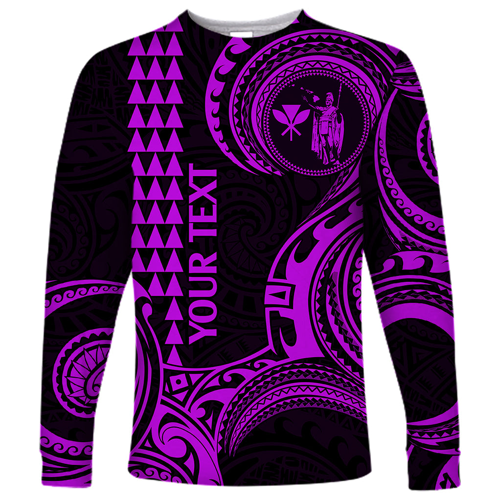 Custom Hawaii Long Sleeve Shirt Paradise of the Pacific Tribal Kakau for King Kamehameha Day - Purple - Wonder Print Shop