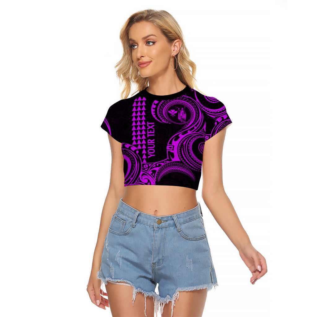 Custom Hawaii Raglan Cropped T Shirt Paradise of the Pacific Tribal Kakau for King Kamehameha Day - Purple - Wonder Print Shop