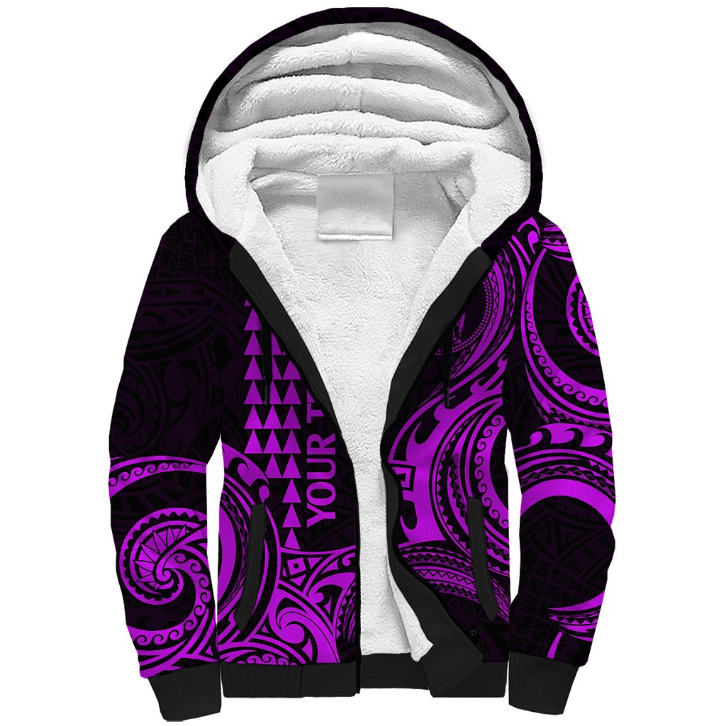 Custom Hawaii Sherpa Hoodie Paradise of the Pacific Tribal Kakau for King Kamehameha Day - Purple - Wonder Print Shop