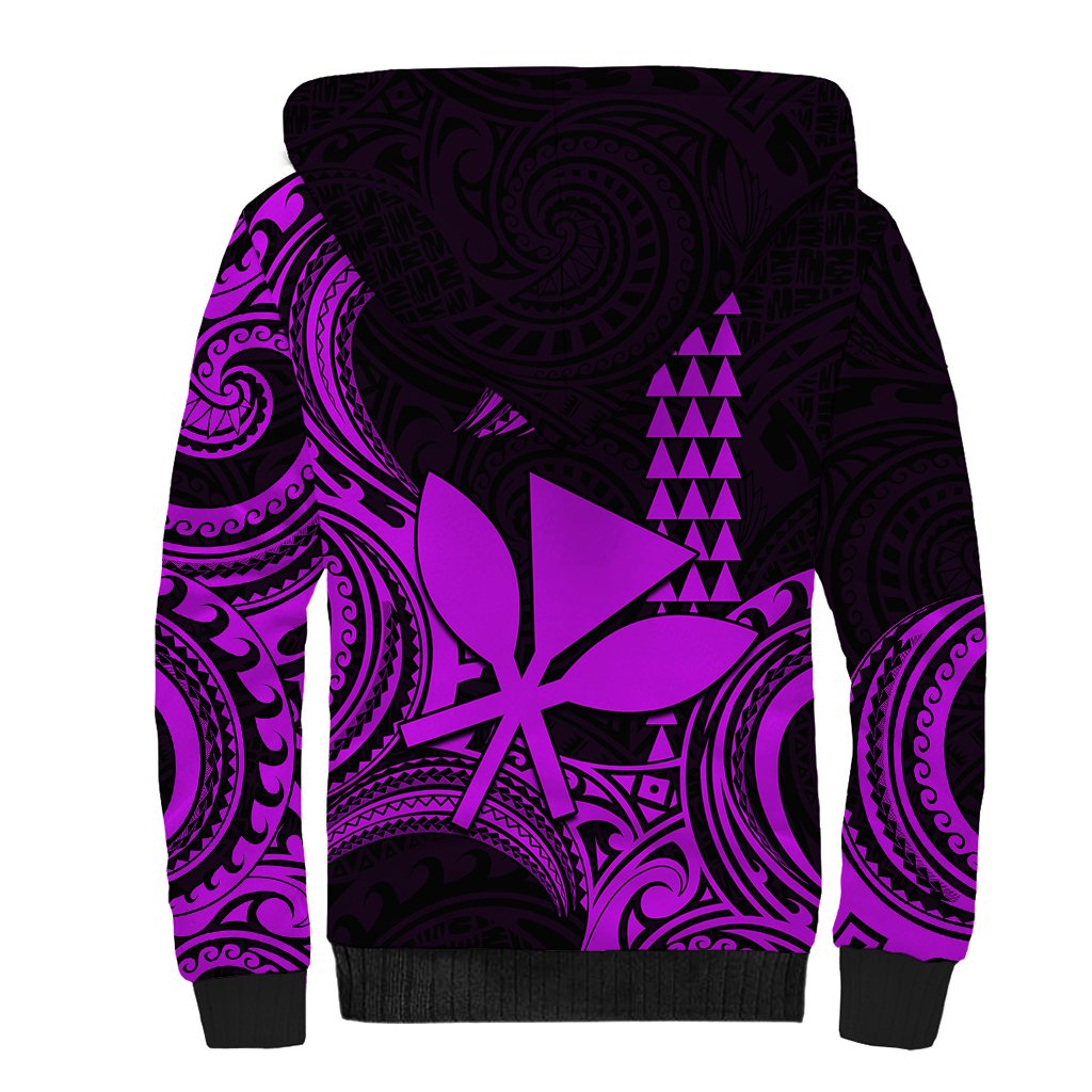 Custom Hawaii Sherpa Hoodie Paradise of the Pacific Tribal Kakau for King Kamehameha Day - Purple - Wonder Print Shop