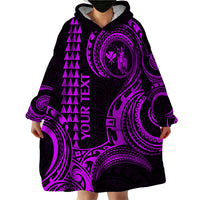 Custom Hawaii Wearable Blanket Hoodie Paradise of the Pacific Tribal Kakau for King Kamehameha Day - Purple - Wonder Print Shop