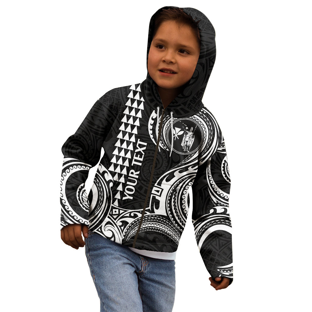 Custom Hawaii Kid Hoodie Paradise of the Pacific Tribal Kakau for King Kamehameha Day - White - Wonder Print Shop