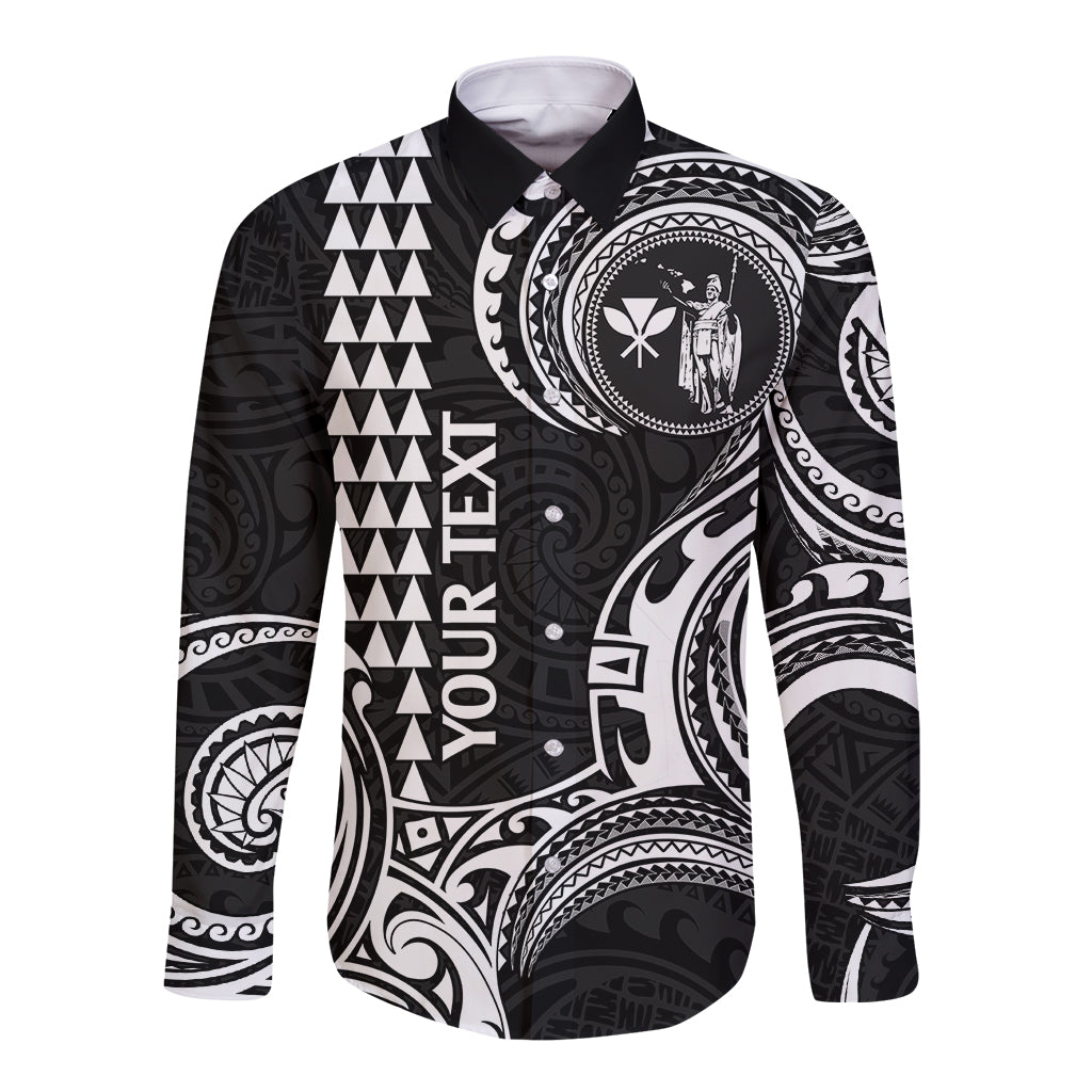 Custom Hawaii Long Sleeve Button Shirt Paradise of the Pacific Tribal Kakau for King Kamehameha Day - White - Wonder Print Shop