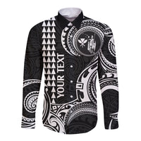 Custom Hawaii Long Sleeve Button Shirt Paradise of the Pacific Tribal Kakau for King Kamehameha Day - White - Wonder Print Shop