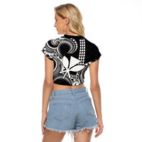 Custom Hawaii Raglan Cropped T Shirt Paradise of the Pacific Tribal Kakau for King Kamehameha Day - White - Wonder Print Shop