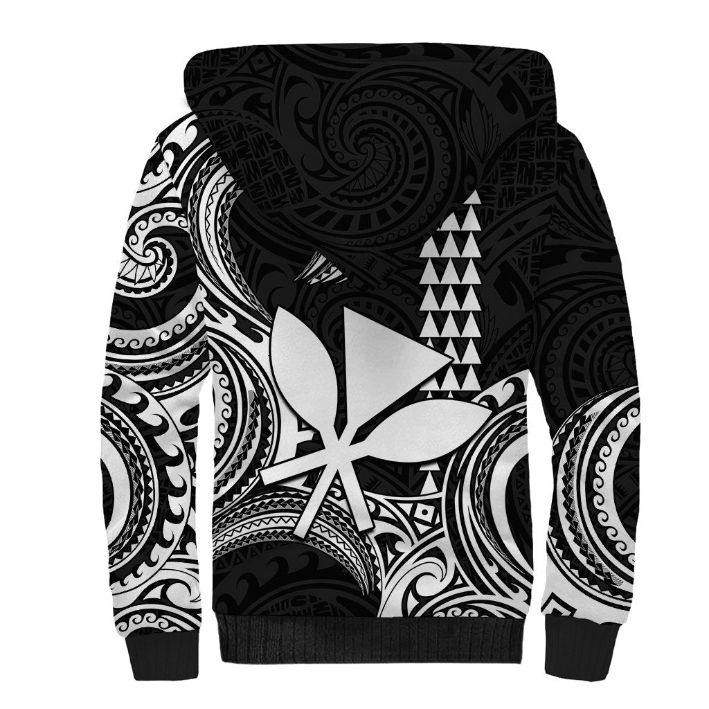Custom Hawaii Sherpa Hoodie Paradise of the Pacific Tribal Kakau for King Kamehameha Day - White - Wonder Print Shop