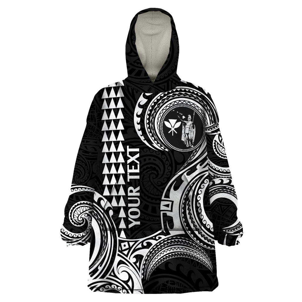 Custom Hawaii Wearable Blanket Hoodie Paradise of the Pacific Tribal Kakau for King Kamehameha Day - White - Wonder Print Shop