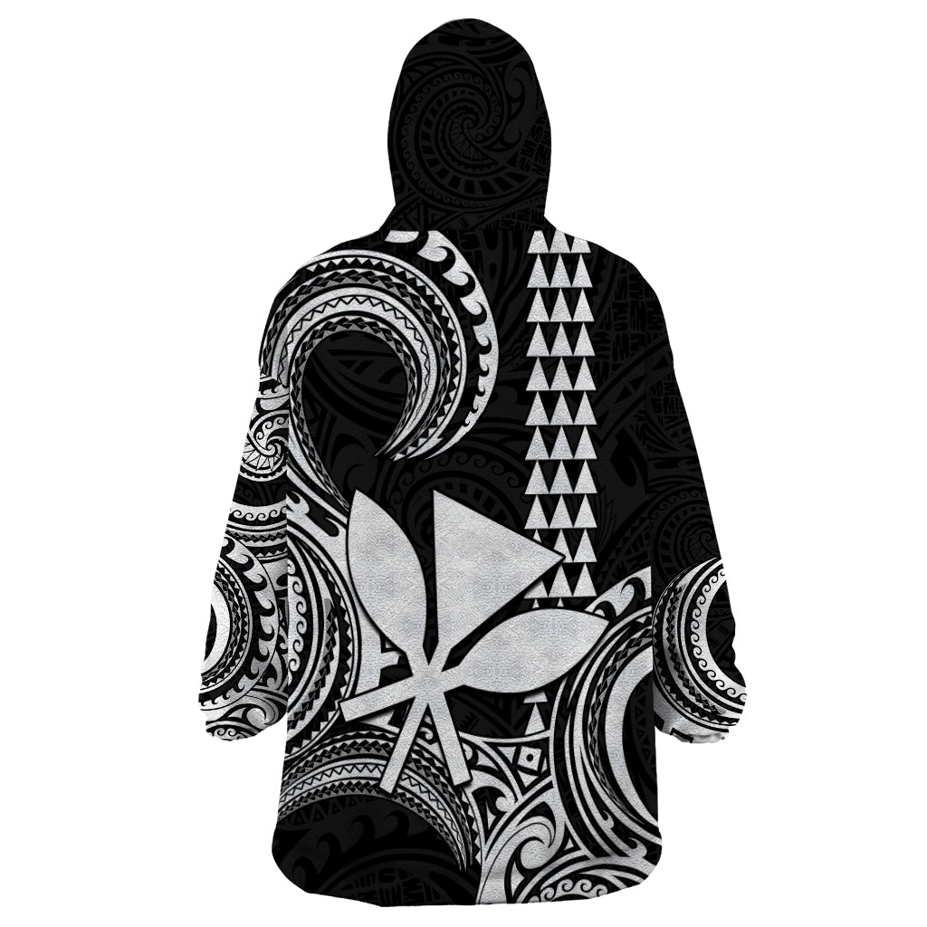 Custom Hawaii Wearable Blanket Hoodie Paradise of the Pacific Tribal Kakau for King Kamehameha Day - White - Wonder Print Shop