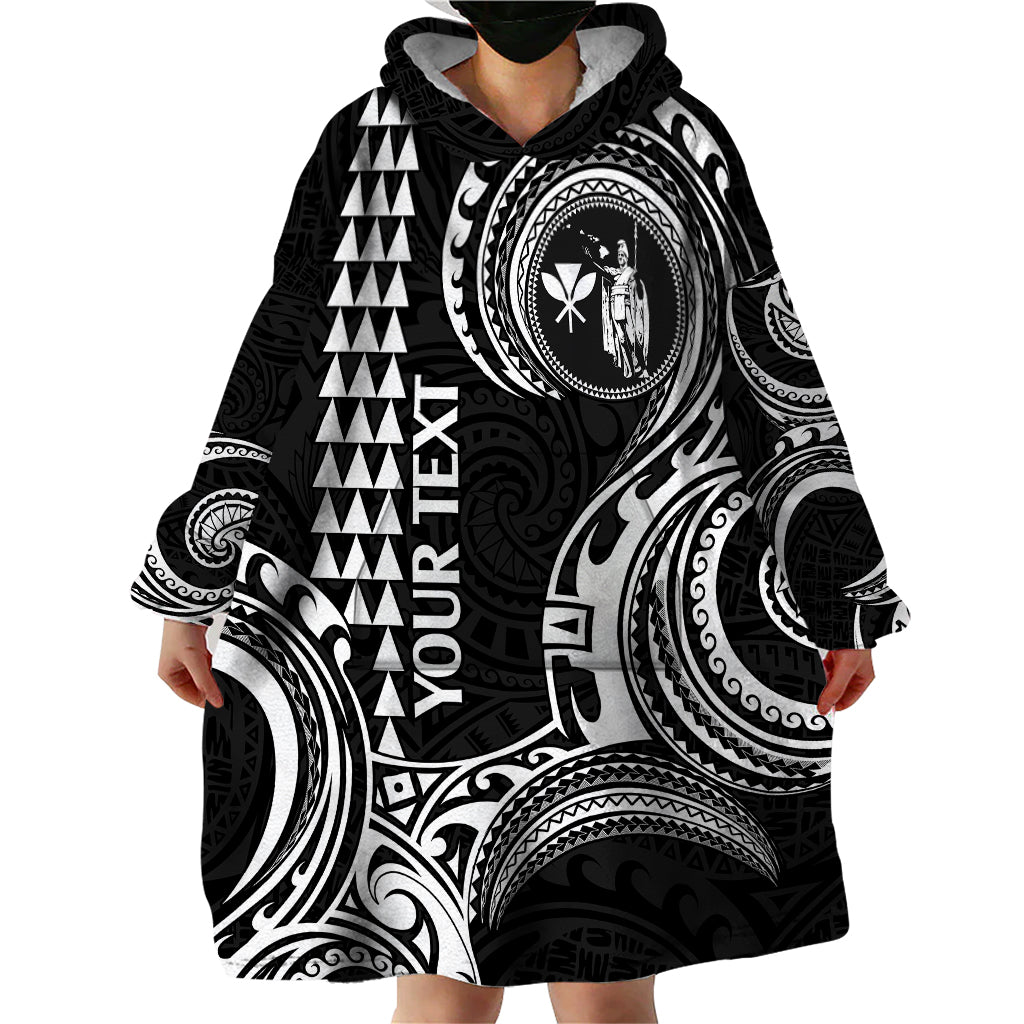 Custom Hawaii Wearable Blanket Hoodie Paradise of the Pacific Tribal Kakau for King Kamehameha Day - White - Wonder Print Shop