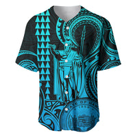 Custom Happy King Kamehameha Day Hawaii Baseball Jersey Paradise of the Pacific Tribal Kakau with Kanaka Maoli - Aqua LT9 - Wonder Print Shop