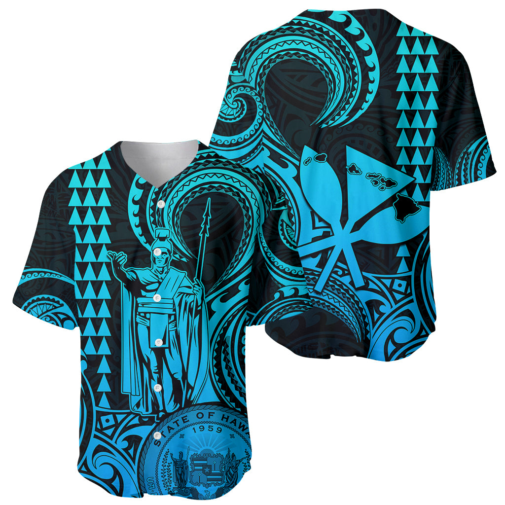 Custom Happy King Kamehameha Day Hawaii Baseball Jersey Paradise of the Pacific Tribal Kakau with Kanaka Maoli - Aqua LT9 - Wonder Print Shop