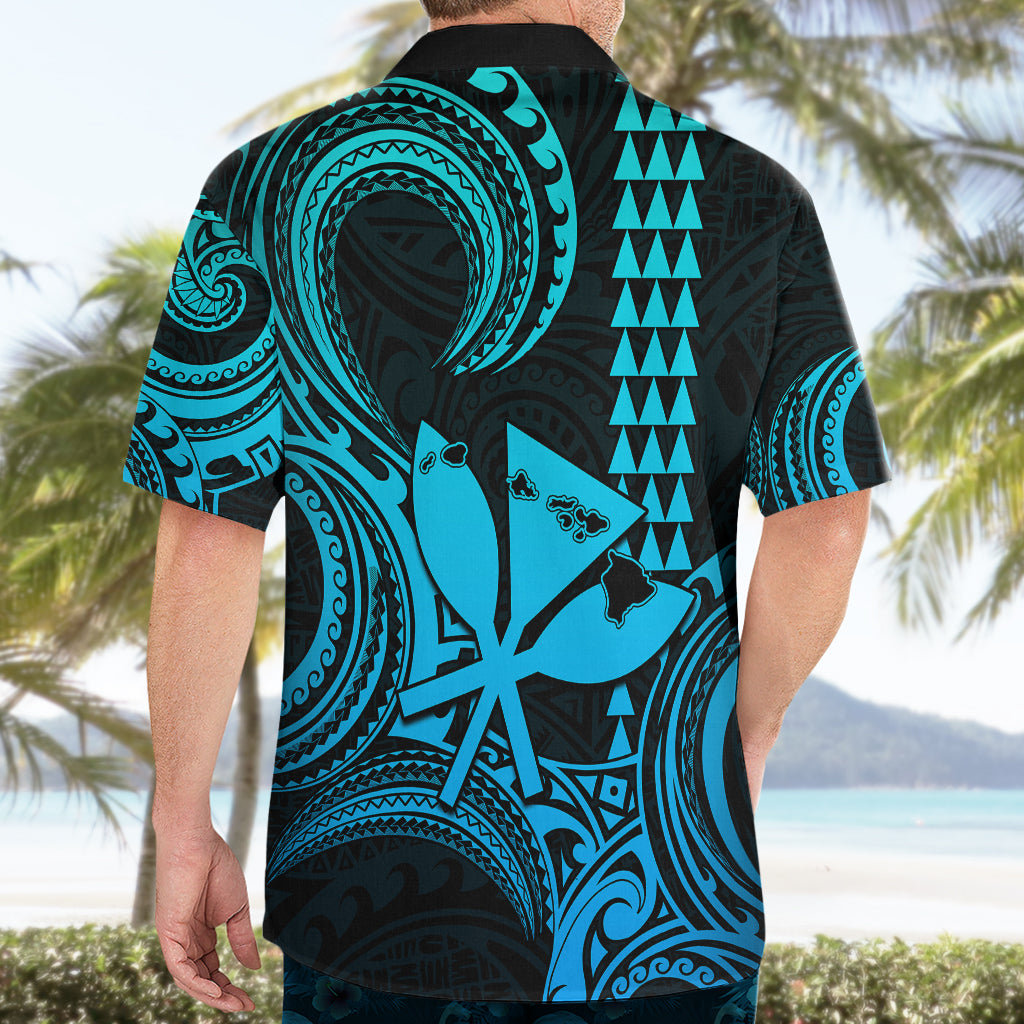 Custom Happy King Kamehameha Day Hawaii Hawaiian Shirt Paradise of the Pacific Tribal Kakau with Kanaka Maoli - Aqua - Wonder Print Shop