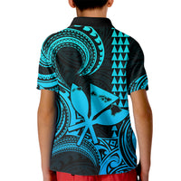 Custom Happy King Kamehameha Day Hawaii Kid Polo Shirt Paradise of the Pacific Tribal Kakau with Kanaka Maoli - Aqua - Wonder Print Shop