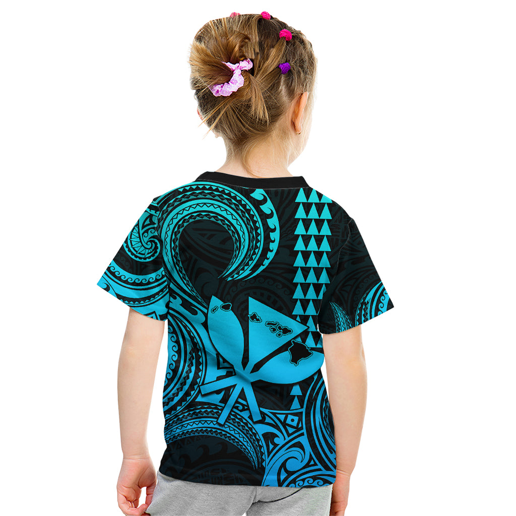 Custom Happy King Kamehameha Day Hawaii Kid T Shirt Paradise of the Pacific Tribal Kakau with Kanaka Maoli - Aqua - Wonder Print Shop