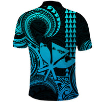 Custom Happy King Kamehameha Day Hawaii Polo Shirt Paradise of the Pacific Tribal Kakau with Kanaka Maoli - Aqua - Wonder Print Shop