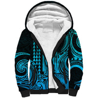 Custom Happy King Kamehameha Day Hawaii Sherpa Hoodie Paradise of the Pacific Tribal Kakau with Kanaka Maoli - Aqua - Wonder Print Shop