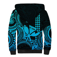 Custom Happy King Kamehameha Day Hawaii Sherpa Hoodie Paradise of the Pacific Tribal Kakau with Kanaka Maoli - Aqua - Wonder Print Shop
