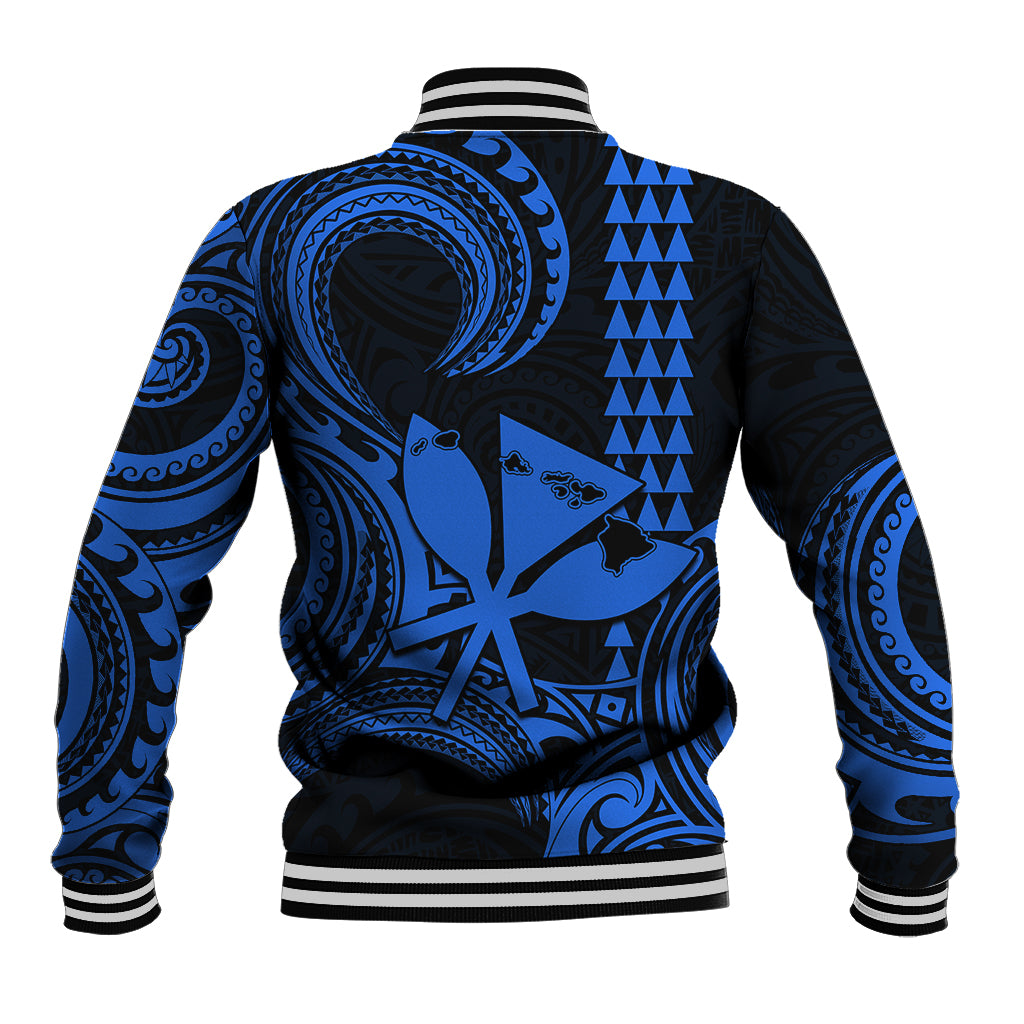 Custom Happy King Kamehameha Day Hawaii Baseball Jacket Paradise of the Pacific Tribal Kakau with Kanaka Maoli - Blue LT9 - Wonder Print Shop