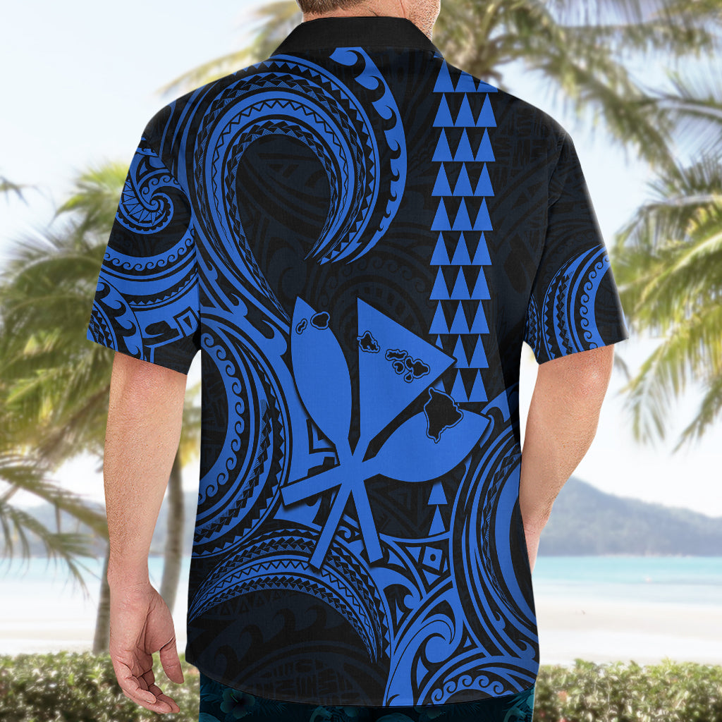 Custom Happy King Kamehameha Day Hawaii Hawaiian Shirt Paradise of the Pacific Tribal Kakau with Kanaka Maoli - Blue - Wonder Print Shop