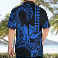 Custom Happy King Kamehameha Day Hawaii Hawaiian Shirt Paradise of the Pacific Tribal Kakau with Kanaka Maoli - Blue - Wonder Print Shop
