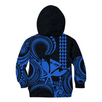 Custom Happy King Kamehameha Day Hawaii Kid Hoodie Paradise of the Pacific Tribal Kakau with Kanaka Maoli - Blue - Wonder Print Shop