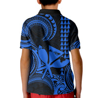 Custom Happy King Kamehameha Day Hawaii Kid Polo Shirt Paradise of the Pacific Tribal Kakau with Kanaka Maoli - Blue - Wonder Print Shop