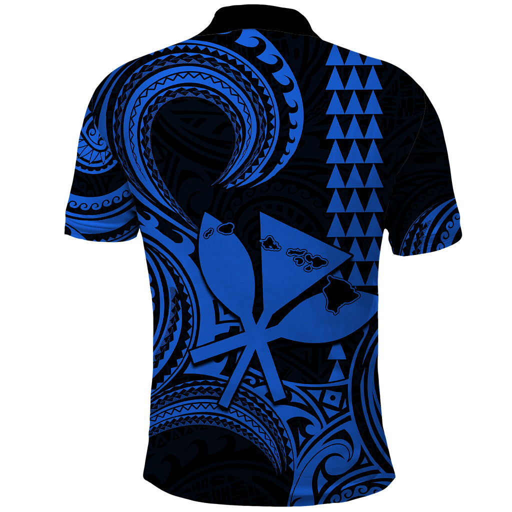 Custom Happy King Kamehameha Day Hawaii Polo Shirt Paradise of the Pacific Tribal Kakau with Kanaka Maoli - Blue - Wonder Print Shop