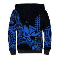 Custom Happy King Kamehameha Day Hawaii Sherpa Hoodie Paradise of the Pacific Tribal Kakau with Kanaka Maoli - Blue - Wonder Print Shop