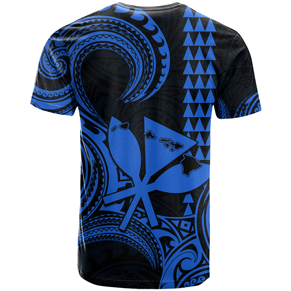 Custom Happy King Kamehameha Day Hawaii T Shirt Paradise of the Pacific Tribal Kakau with Kanaka Maoli - Blue - Wonder Print Shop