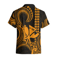Custom Happy King Kamehameha Day Hawaii Hawaiian Shirt Paradise of the Pacific Tribal Kakau with Kanaka Maoli - Gold - Wonder Print Shop
