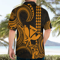 Custom Happy King Kamehameha Day Hawaii Hawaiian Shirt Paradise of the Pacific Tribal Kakau with Kanaka Maoli - Gold - Wonder Print Shop