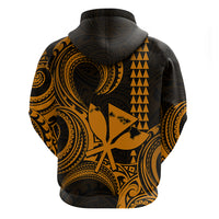 Custom Happy King Kamehameha Day Hawaii Hoodie Paradise of the Pacific Tribal Kakau with Kanaka Maoli - Gold - Wonder Print Shop