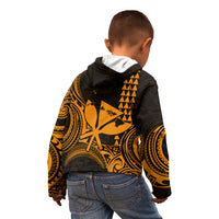 Custom Happy King Kamehameha Day Hawaii Kid Hoodie Paradise of the Pacific Tribal Kakau with Kanaka Maoli - Gold - Wonder Print Shop