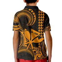 Custom Happy King Kamehameha Day Hawaii Kid Polo Shirt Paradise of the Pacific Tribal Kakau with Kanaka Maoli - Gold - Wonder Print Shop
