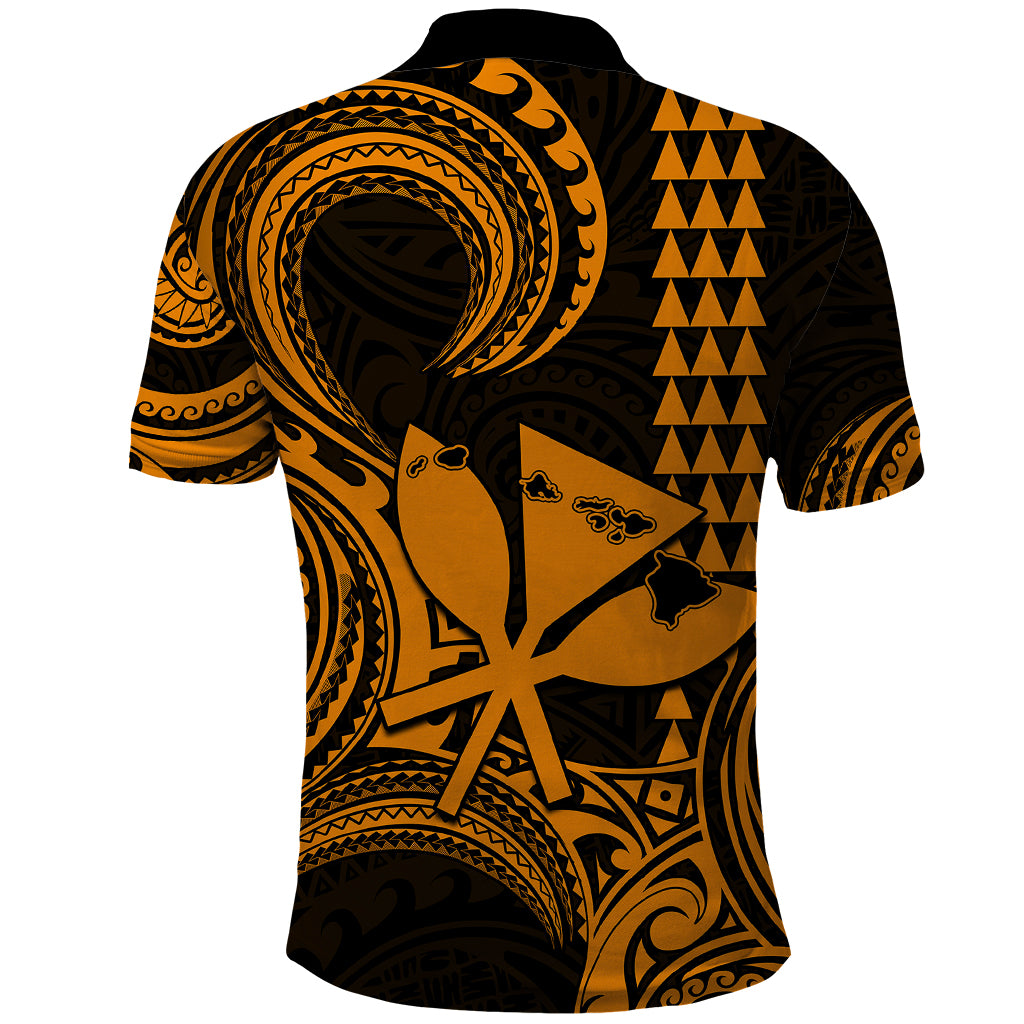 Custom Happy King Kamehameha Day Hawaii Polo Shirt Paradise of the Pacific Tribal Kakau with Kanaka Maoli - Gold - Wonder Print Shop