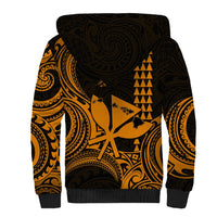 Custom Happy King Kamehameha Day Hawaii Sherpa Hoodie Paradise of the Pacific Tribal Kakau with Kanaka Maoli - Gold - Wonder Print Shop