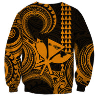 Custom Happy King Kamehameha Day Hawaii Sweatshirt Paradise of the Pacific Tribal Kakau with Kanaka Maoli - Gold - Wonder Print Shop